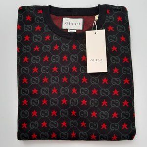 GUCCI MENS STARS BLACK COTTON SWEATER